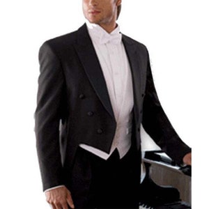 Black Polyester Full Dress Tails with Matching  Tuxedo Pants