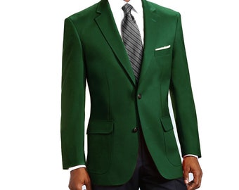 Men's Elegant Hunter Green 2 Button Notch Lapel Blazer