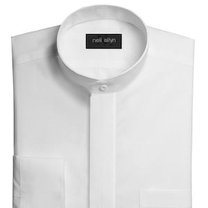 Men's Mandarin Collar Shirt in White or Black