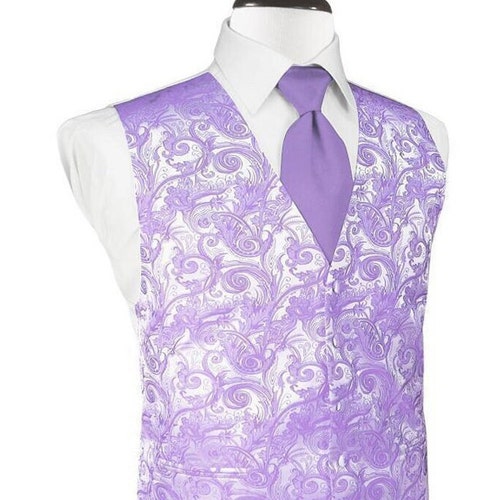 Wisteria Paisley shops Satin Vest and Matching Bow Tie or Long Tie and Pocket Square