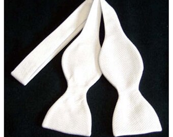 White Pique Self Tie Bow Tie