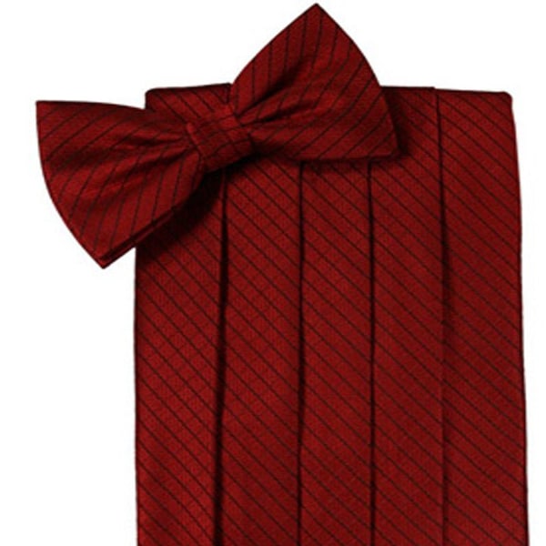 Assorted Gird Pattern Cummerbund and Bow Tie Sets in Claret Red and Wine