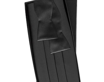 Black Silk Tie Yourself Bow Tie and Cummerbund