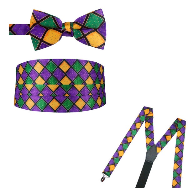 mardi gras dog bow tie