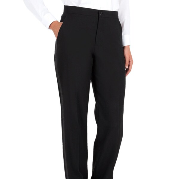 Ladies' Comfort Waist Black Polyester Tuxedo Pants