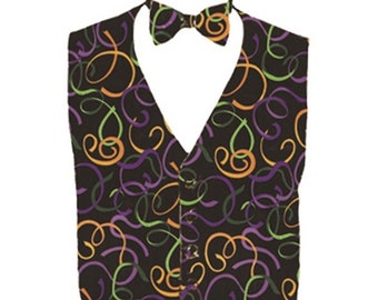 Mardi Gras Confetti Vest and Bow Tie