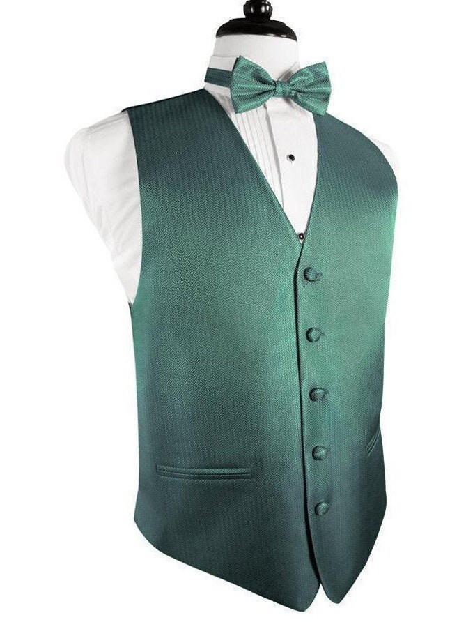 Lemon Herringbone Tuxedo Vest