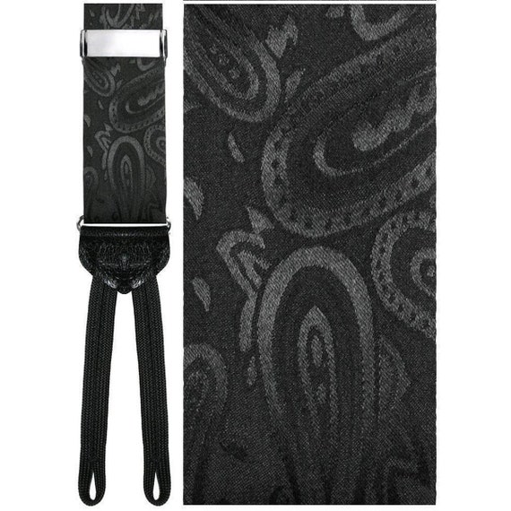 Calabria Black Silk Paisley Suspenders - image 1