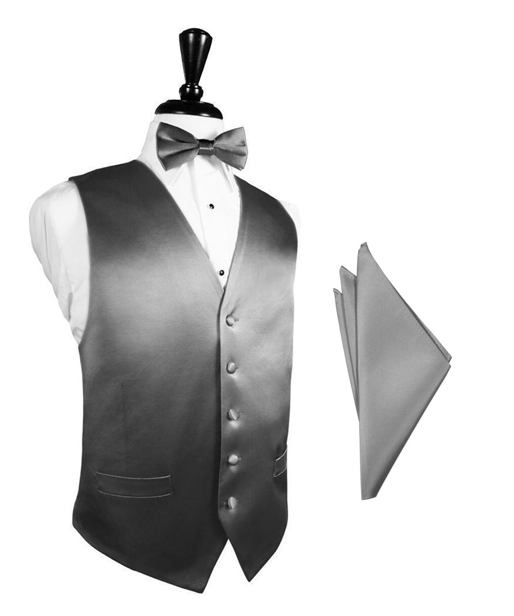 100 Silk Tuxedo Vest With Bow Tie & Pocket Square
