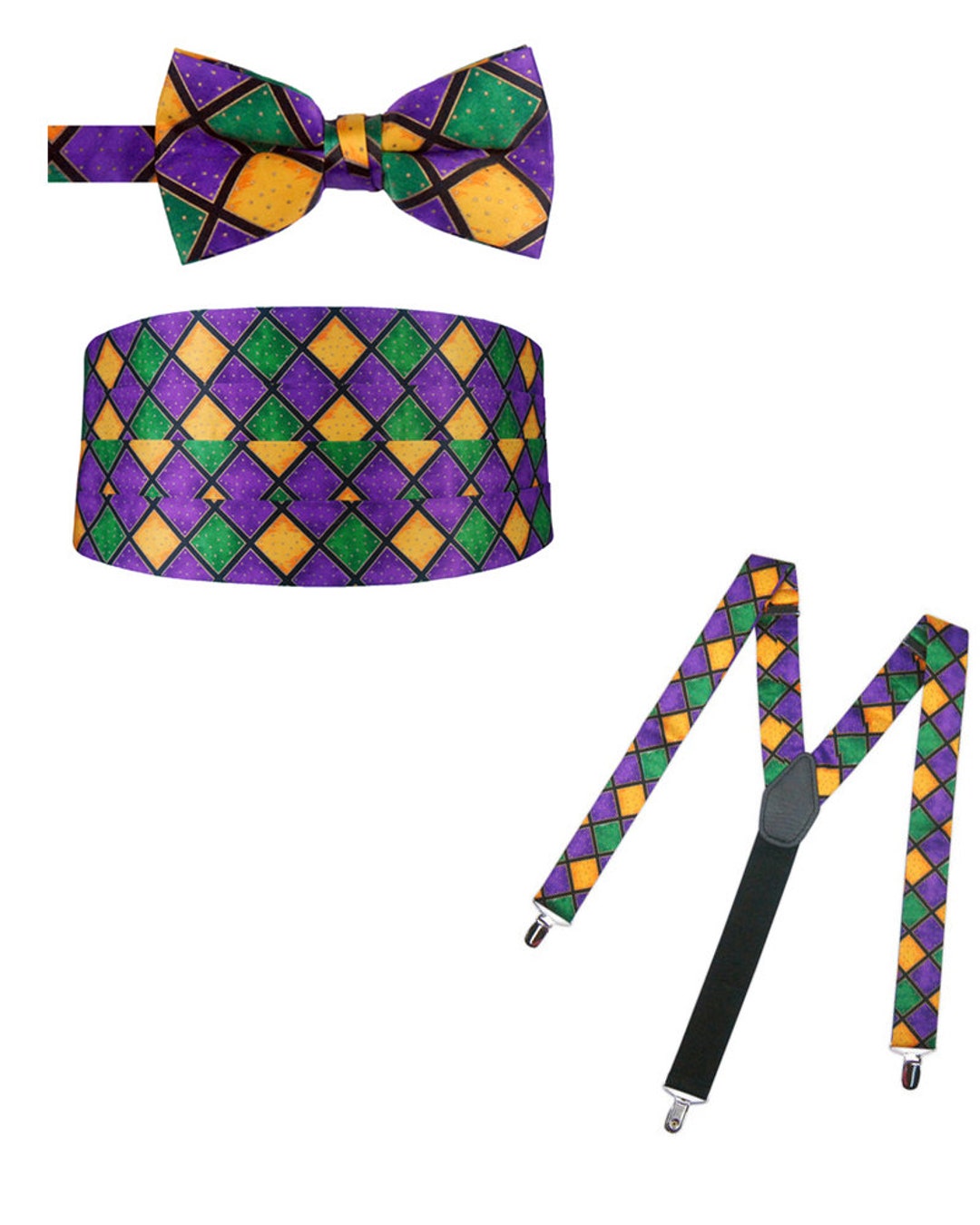 Mardi Gras Bow Tie and Cummerbund or Bow Tie and Cummerbund With