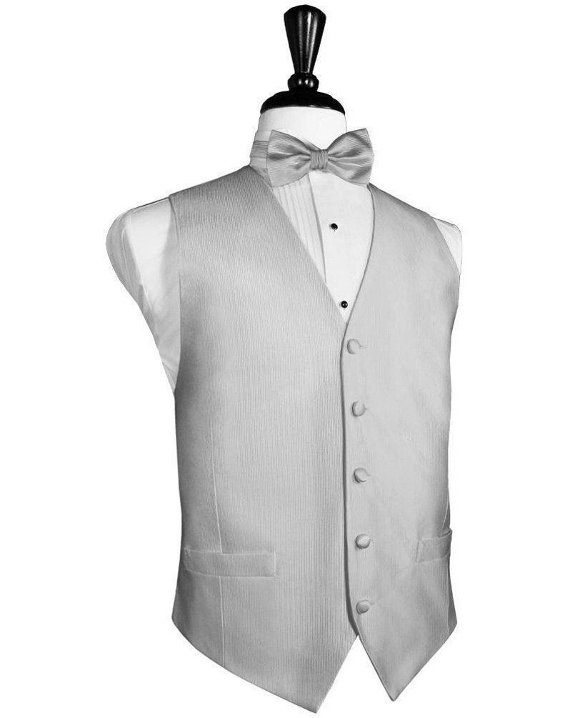 Faille Silk Vest With Matching Bow Tie or Neck Tie in Black, Ivory, Red ...