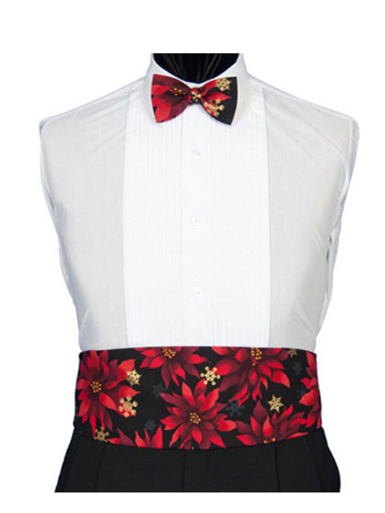 Red Poinsettia Christmas Novelty Bow Tie and Cummerbund Set Etsy