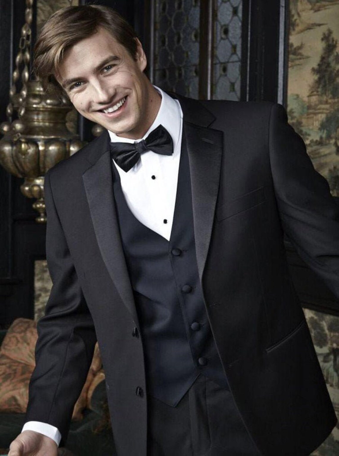 Black Two Button Notch Luxury Viscose Tuxedo Etsy