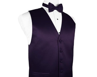 Satin Vests in Shades of Amethyst, Berry, Freesia, Heather, Lapis, Purple and Wisteria with Matching Bow Ties