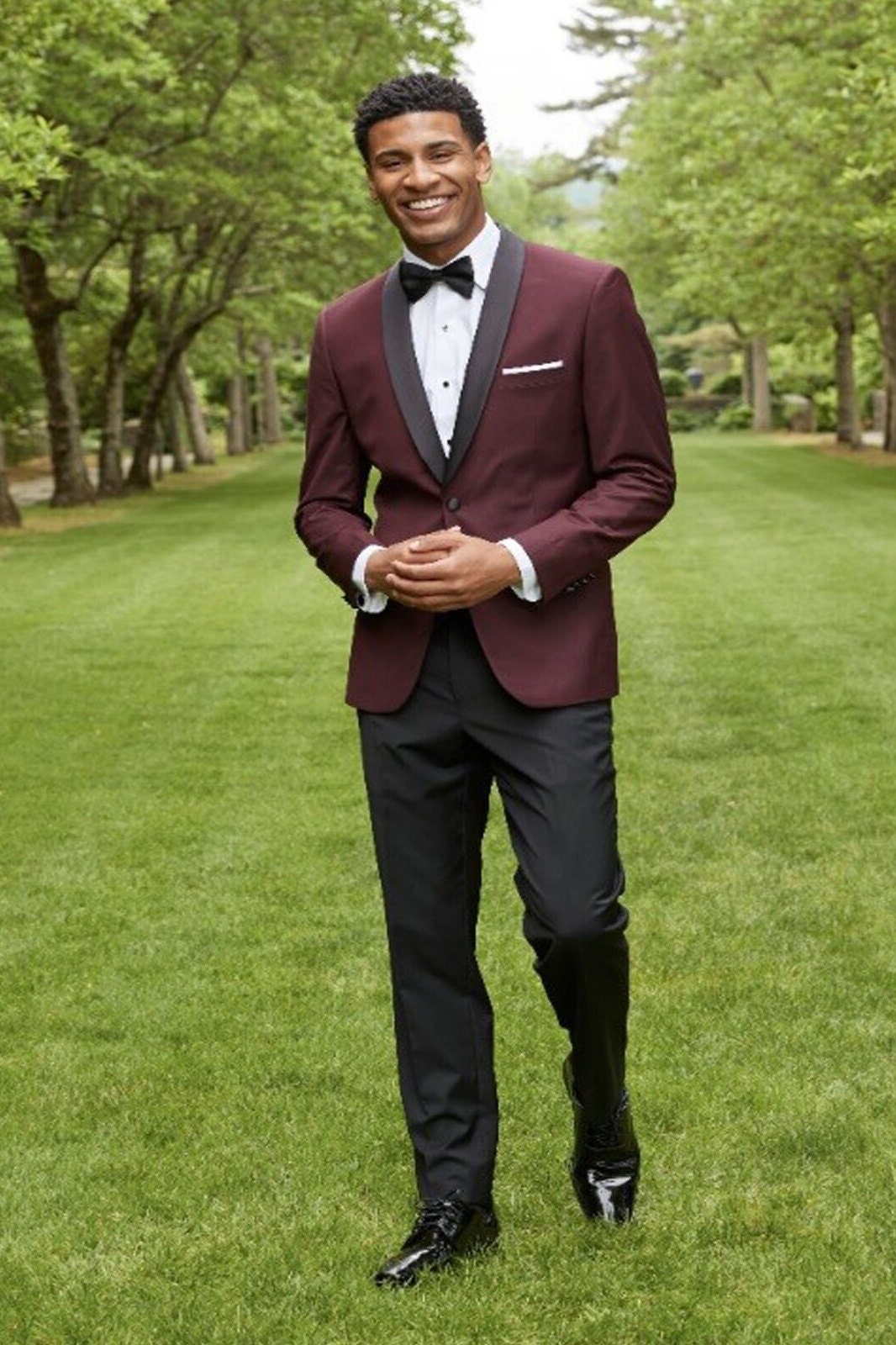 Slim Fit Burgundy Stretch Suit Blazer