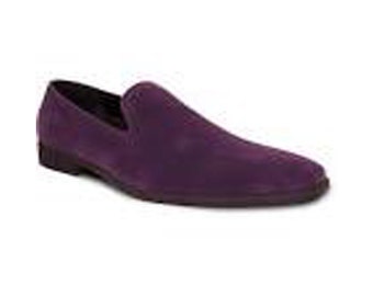 Men's Purple Vegan Suede Slip On Tuxedo Shoes