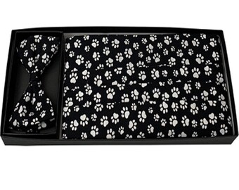 Paw Prints Cummerbund and Bow Tie Set