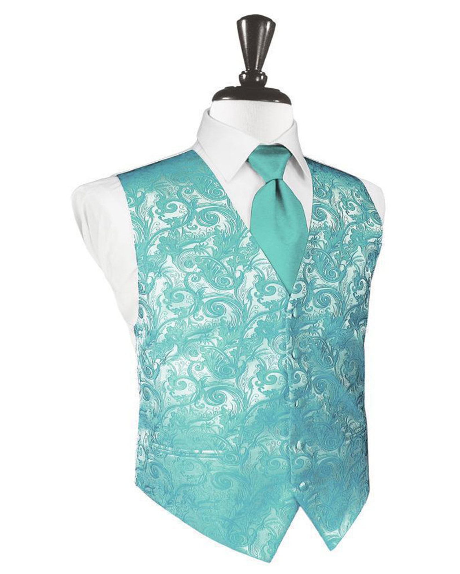 Paisley Satin Vest and Matching Paisley Bow Tie in Shades of Etsy