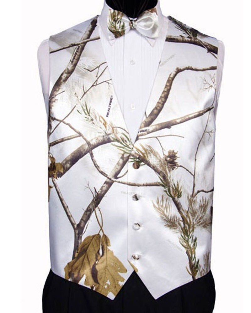 Snow and Branches Novelty Camouflage Tuxedo Vest and Bow Tie - Etsy