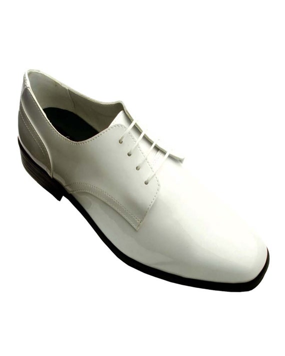 White Lace Up Tuxedo Shoes