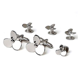 Boat Propellers Cuff Links and Studs in Silver or Gold