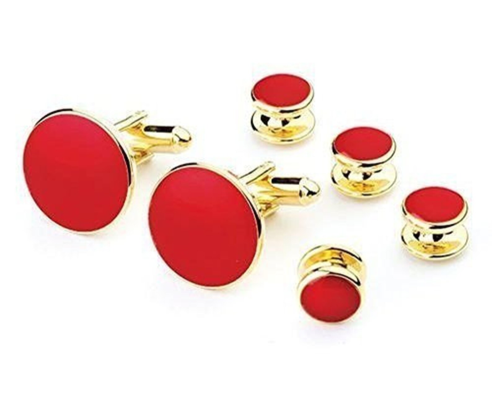 Red Trimmed in Gold Basic Tuxedo Cufflinks and Studs Etsy