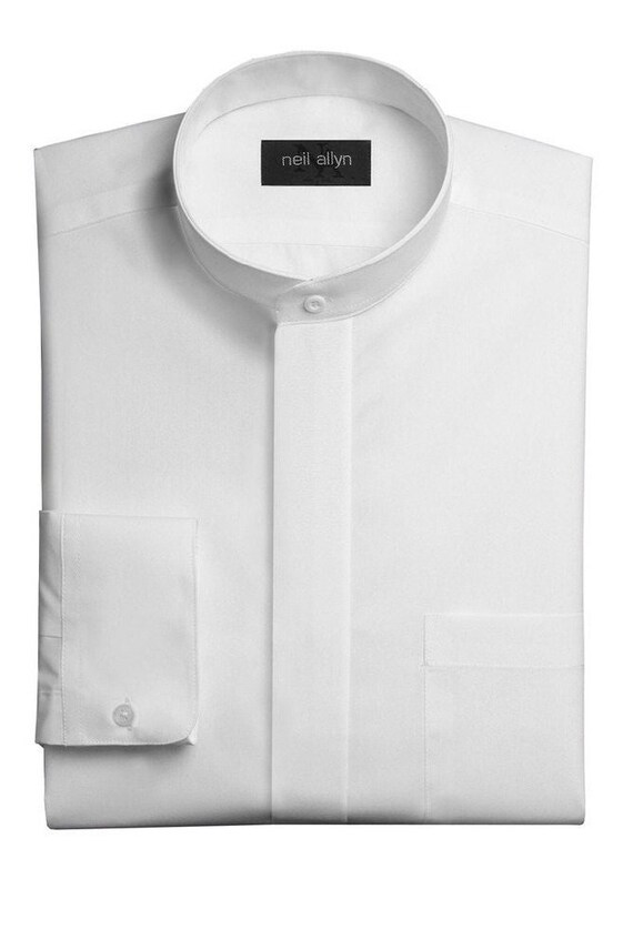 Men's Mandarin Collar Shirt in White or 