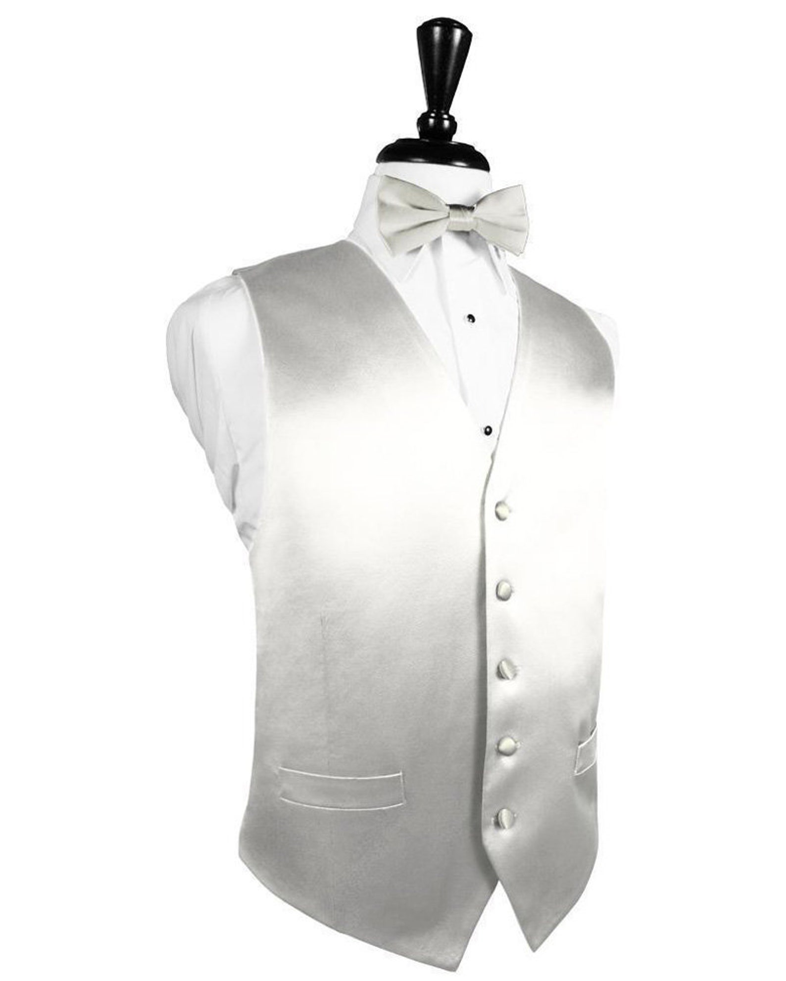 100 Silk Tuxedo Vest and Bow Tie in Black Ivory Platinum Etsy