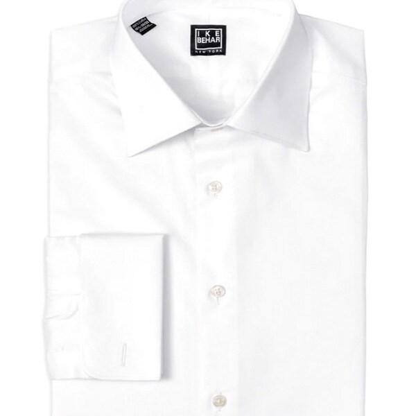 White Twill French Cuff Ike Behar Black Label Dress Shirt