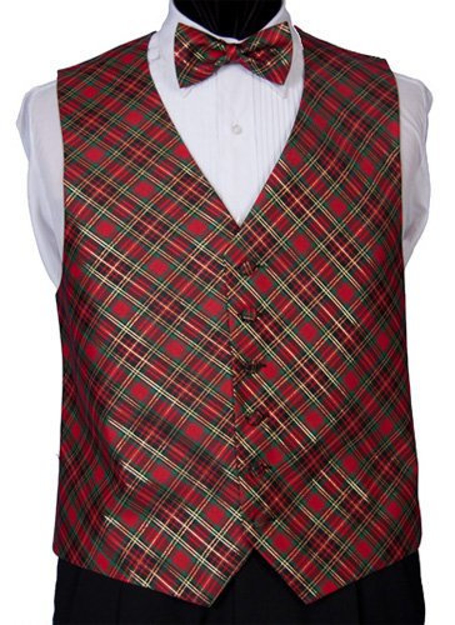 Holiday Tartan Plaid Novelty Tuxedo Vest Etsy