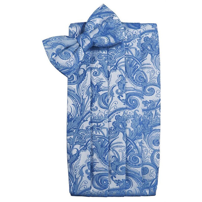 Cornflower Paisley Bow Tie and Cummerbund