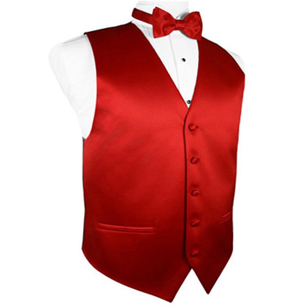 Red tuxedo vest hotsell and bow tie