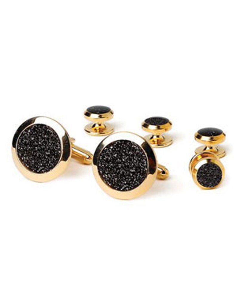 Black Diamond Dust Tuxedo Cuff Links and Studs in Gold or - Etsy UK