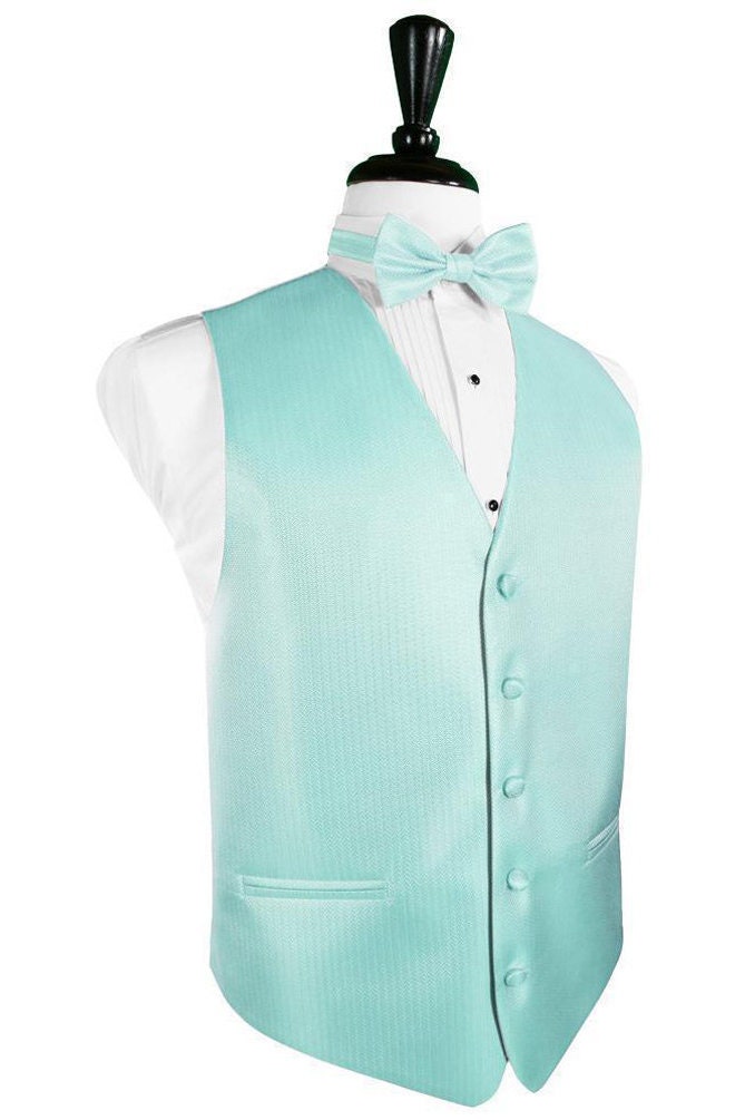 Herringbone Tuxedo Vest and Matching Bow Tie and Pocket Square - Etsy