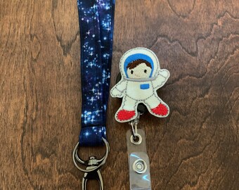 Astronaut badge reel and space lanyard