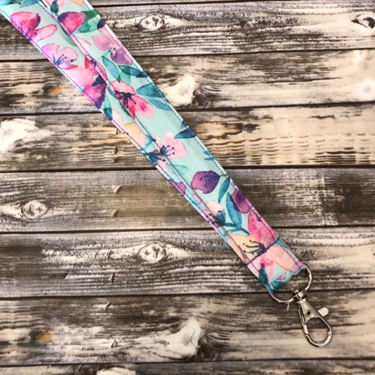 Floral Lanyard Breakaway Blue Lanyard ID Holder | Etsy