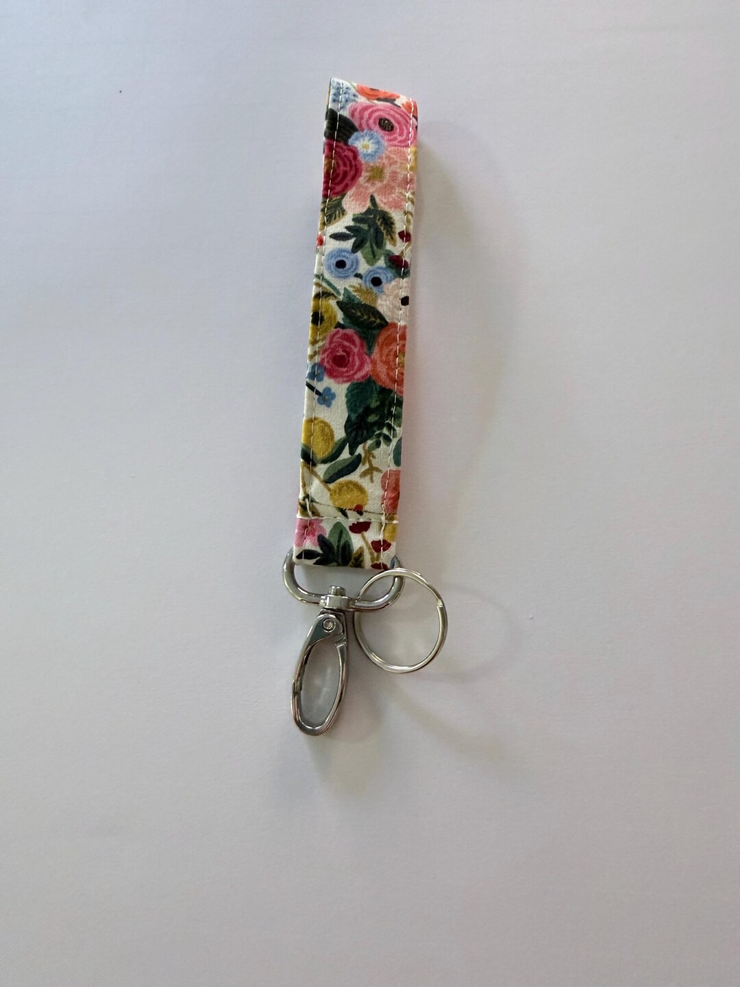 Rifle Paper Co Keychain Wristlet, Floral Fabric Key Fob, Silver ...