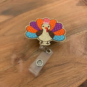 Nurse Badge Reel, Fall Turkey ID Holder, Heavy Duty Badge Clip