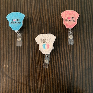 NICU Nurse Badge Reel: &quot;Tiny Humans&quot; Retractable Clip