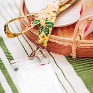 Floral lanyard for keys with optional matching badge reel