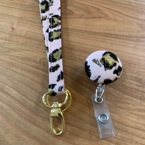 Pink Leopard Print, Lanyard, Safety Lanyard, Best Friend Gift