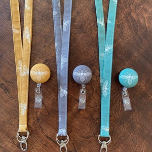 Bee lanyard with a matching badge reel, Bee lover gift, Nursing student lanyard badge reel, Breakaway teacher lanyard