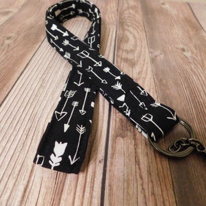 Abbruch-Lanyard - Schlüsselband mit schwarz-weißem Gewebe - Schlüsselanhänger mit Ausweishalter