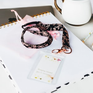 Rose Gold Breakaway Floral Lanyard with optional Matching Badge Reel