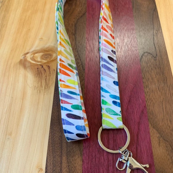 Rainbow Rain Drops Lanyard, Teacher Lanyard, Lanyard for Keys