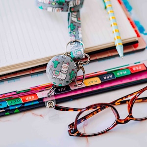 Llama Lanyard: Cotton Teacher/Nurse ID Badge Holder