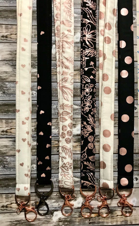 Rose Gold Lanyard - Floral Lanyard - Breakaway Lanyard