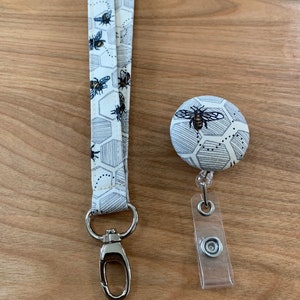 Bee Lanyard - ID Badge Holder - Breakaway Lanyard - Bee Badge Reel
