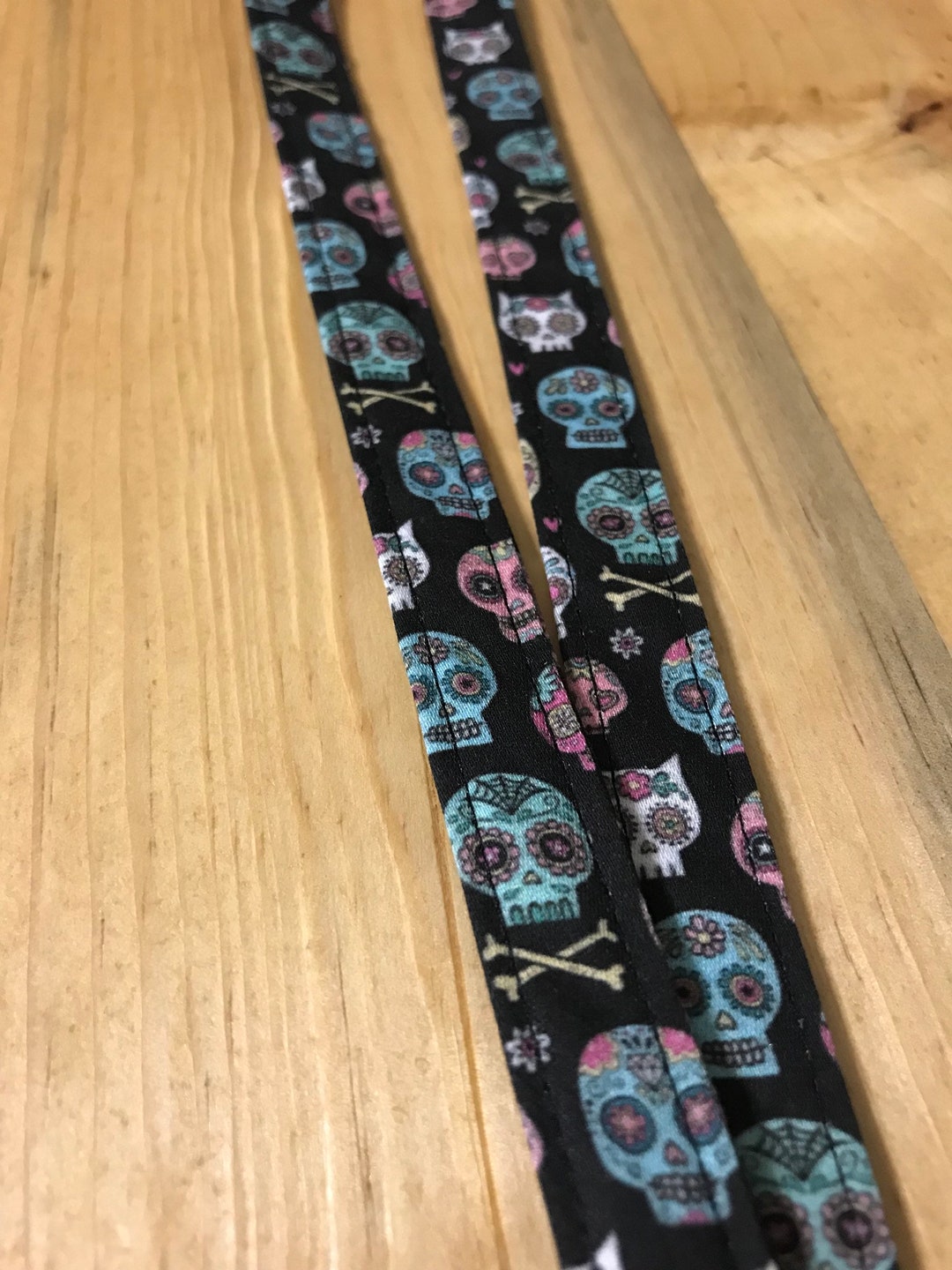 Sugar Skull Lanyard Breakaway Lanyard With ID Holder Badge Holder Etsy