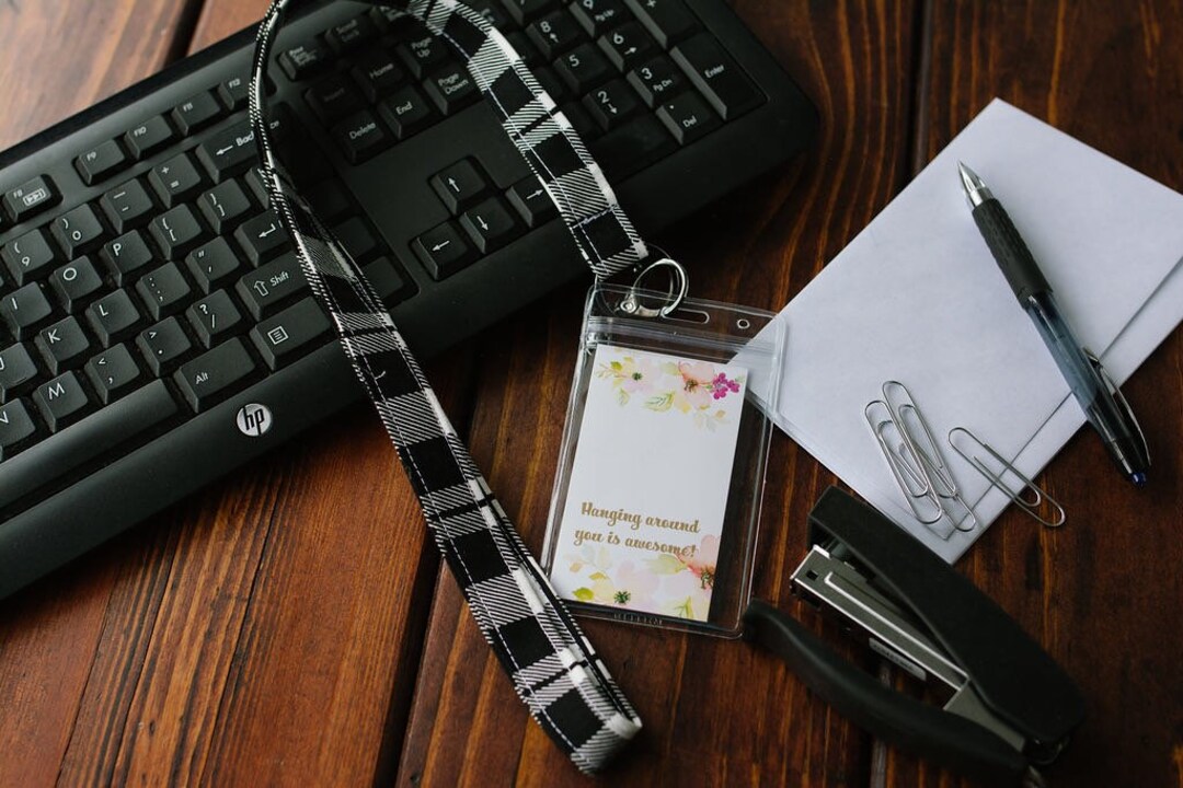 Black Plaid Lanyard Breakaway Lanyard Lanyard With ID Holder Buffalo ...